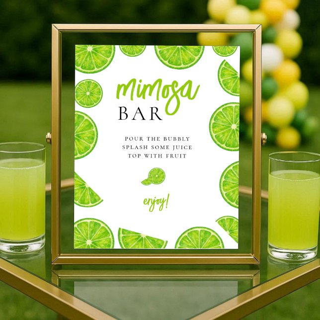 Affiche Main Squeeze Lime Bridal Shower Mimosa Bar Sign (Créateur téléchargé)