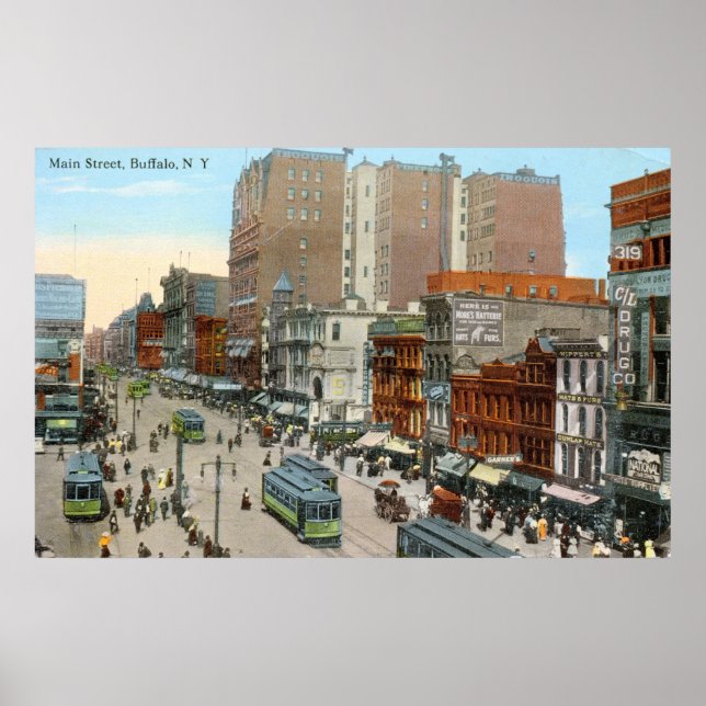 Affiche Main St., Buffalo 1913 Vintage (Devant)