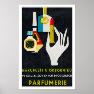 Affiche Main stylisée tenant un flacon de parfum