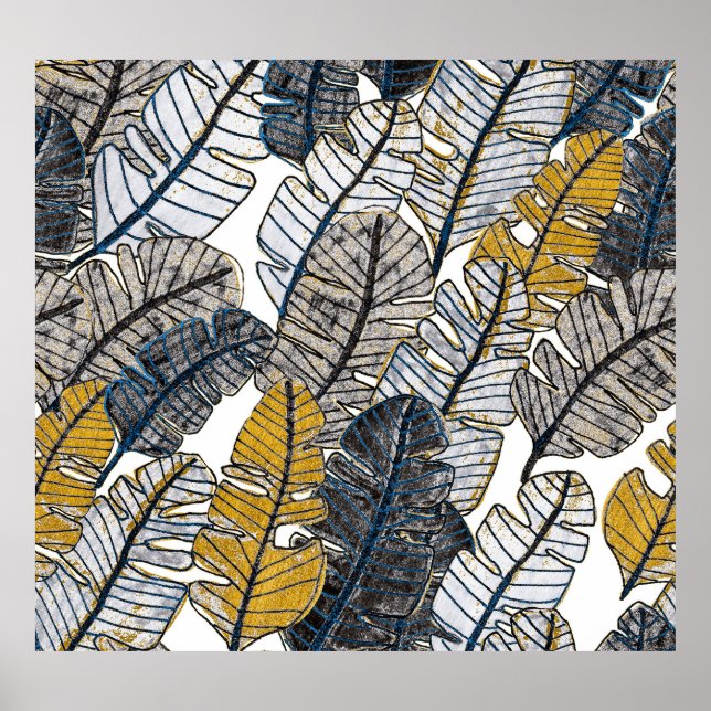 Affiche Main tirée : Feuilles tropicaux (Devant)
