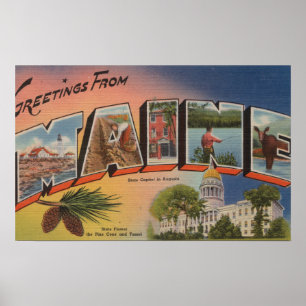 Affiche Maine (Capitale/Fleur d'État)