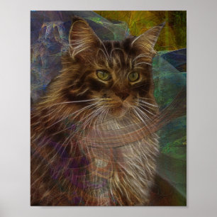 Affiche Maine Coon Chat - Art Rectangulaire