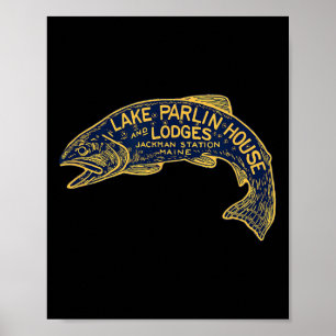 Affiche Maine Lodge de pêche et de chasse - Lac Parlin Vin