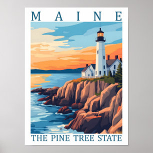 Affiche Maine the Pine Tree State USA Travel Place