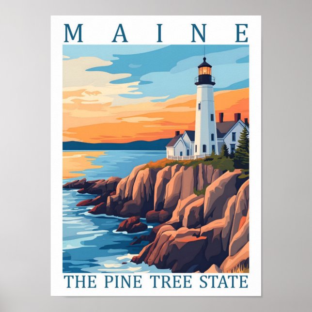 Affiche Maine the Pine Tree State USA Travel Place (Devant)