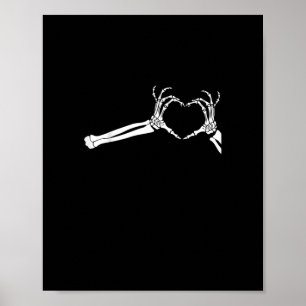Affiche Mains Coeur Squelette Drôle. Halloween Costume pea