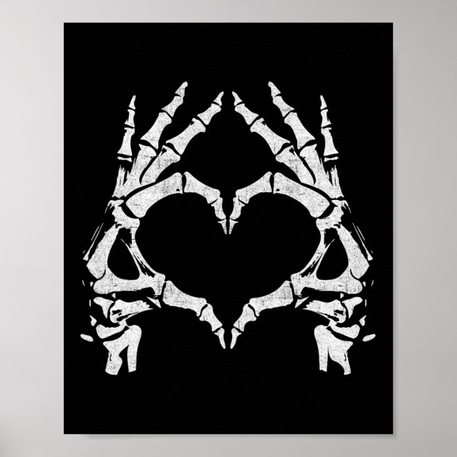 Affiche Mains de coeur de squelette - Halloween - Mains de (Devant)