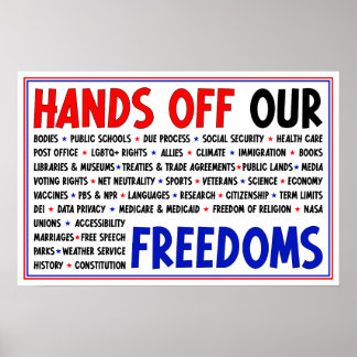 Affiche Mains de notre liberté signe de protestation des d