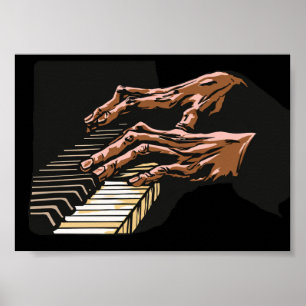 Affiche Mains de pianiste jouant du piano –