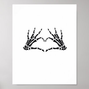 Affiche Mains De Squelette En Forme De Coeur - Art Unique