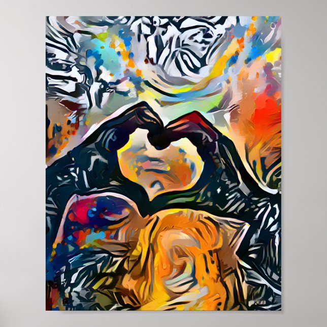 Affiche Mains en forme d'amour du coeur (Devant)