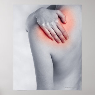 Affiche Mains femelles tenant l'épaule et le massage