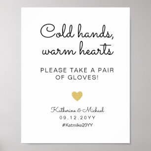 Affiche Mains froides Coeurs chauds Gants Mariages Favoris