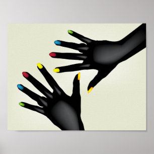 Affiche Mains noires avec l'affiche peinte de clous