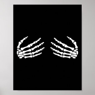 Affiche Mains Squelettiques Sur Le Poitrine Poitrine Sorci