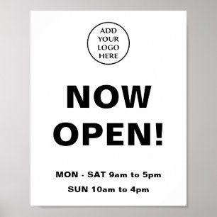 Affiche Maintenant Open Store Heures Entreprise Logo de l'
