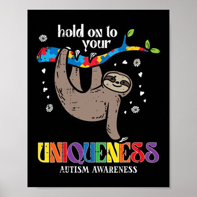 Affiche Maintenir l'unicité Autisme Sloth Awareness Asd Ho (Devant)