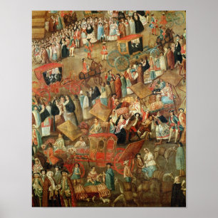 Affiche Maire de plaza au Mexique, détail des chariots