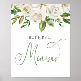 Affiche Mais d'abord Mimosas Floral blanc Vert