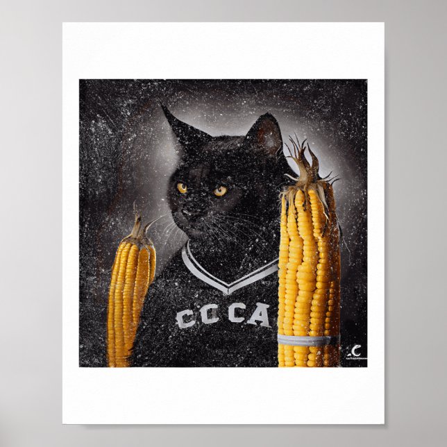 Affiche Maïs De Hockey Sur Chat Sur Le Cob (Devant)