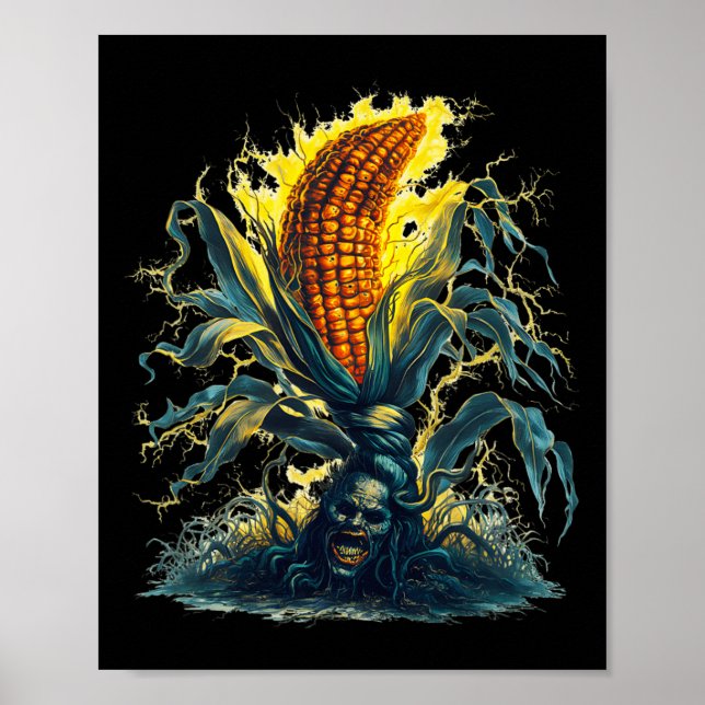 Affiche Maïs Fantôme Ghoul Récolte Halloween Fun Tee (Devant)