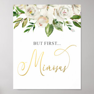 Affiche Mais Premier Mimosas Or Floral Blanc