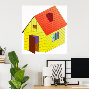 Affiche Maison à granges jaunes