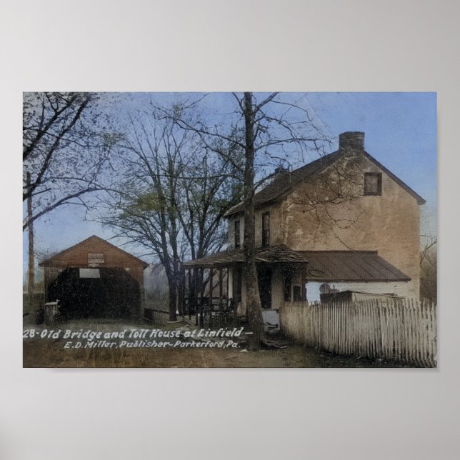 Affiche Maison à péage Pont couvert Linfield PA (Devant)