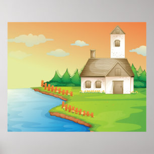 Affiche Maison Au Bord De La Rivière