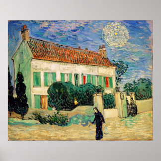 Affiche Maison Blanche à la nuit, Vincent Van Gogh