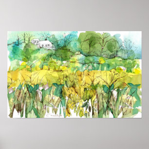 Affiche Maison blanche Coucous sauvages Fleurs sauvages Pr