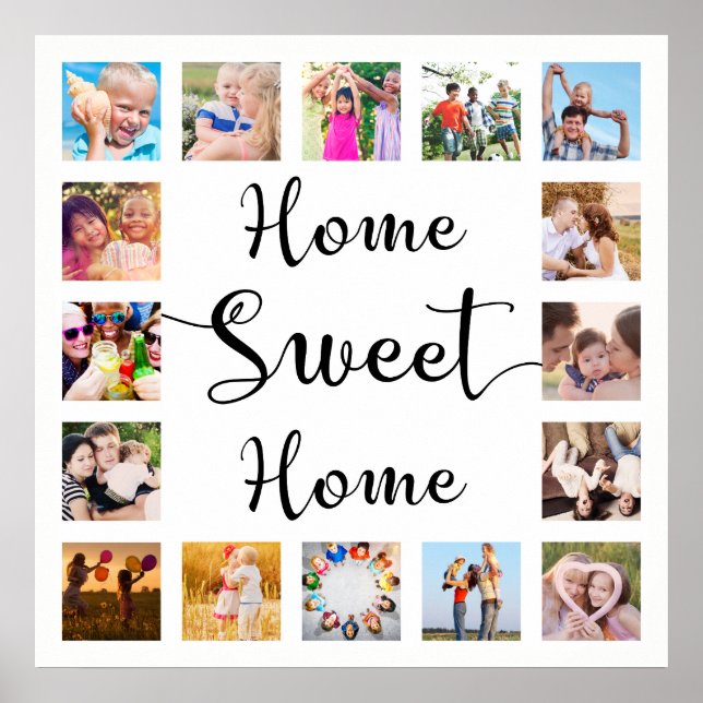 Affiche Maison Blanche Sweet Home 14 Famille Photo Collage (Devant)