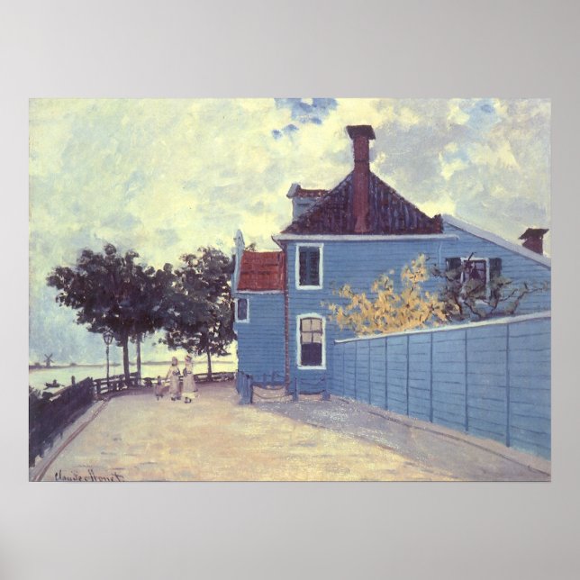 Affiche Maison bleue à Zaandam par Claude Monet (Devant)