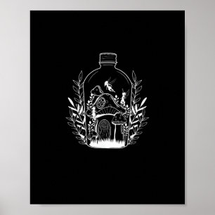 Affiche Maison Champignon Bouteille Esthétique Cottagecore