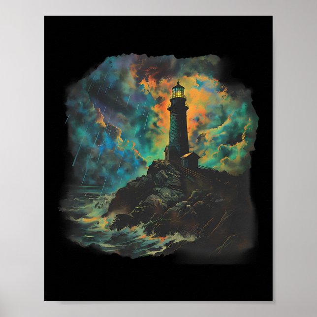 Affiche Maison de bord de mer phare Voile Mer Plage Bateau (Devant)