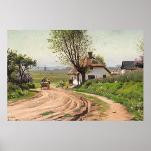 Affiche Maison de Campagne Rustique d'Été Art Route