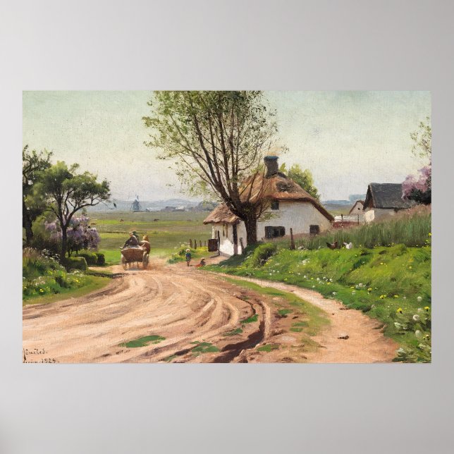 Affiche Maison de Campagne Rustique d'Été Art Route (Devant)