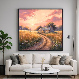 Affiche Maison de campagne - Style Peinture Paysage