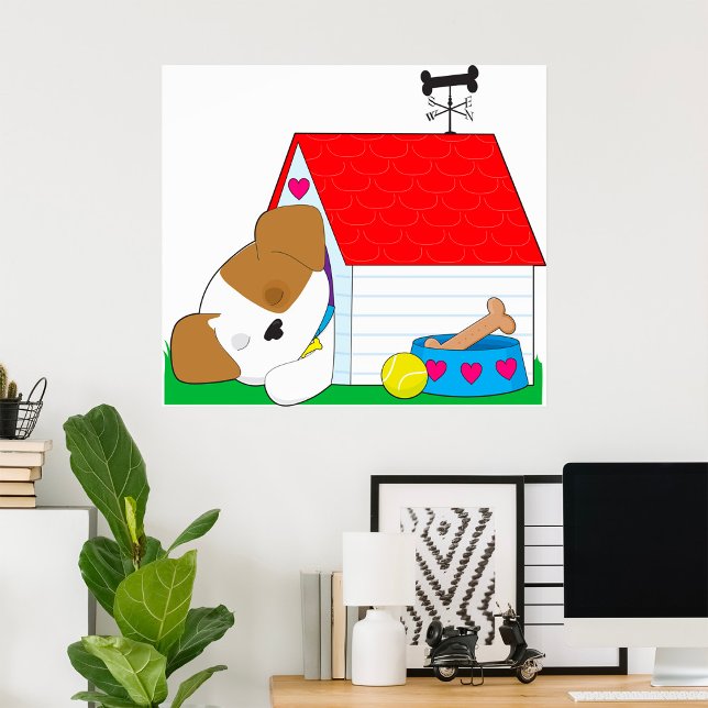 Affiche Maison de chien de chiot endormi Chien de compagni (Créateur téléchargé)