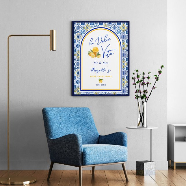 Affiche Maison de jeunes mariés avec carreaux méditerranée (Créateur téléchargé)
