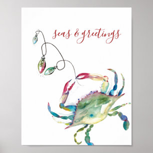 Affiche Maison de la plage de Noël Imprimer