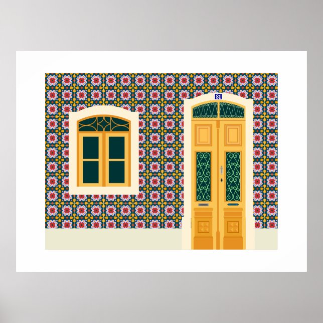 Affiche Maison de Lisbonne avec tuiles (Devant)