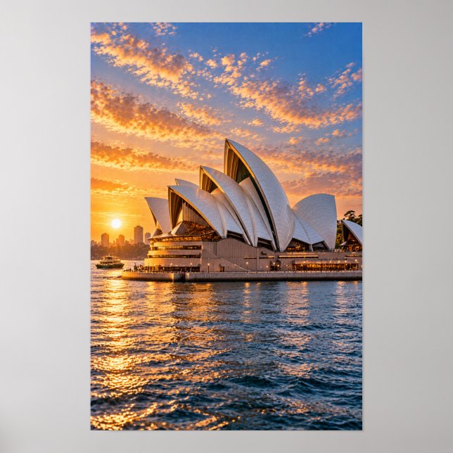 Affiche Maison de l'Opéra de Sydney Coucher de soleil sur  (Devant)