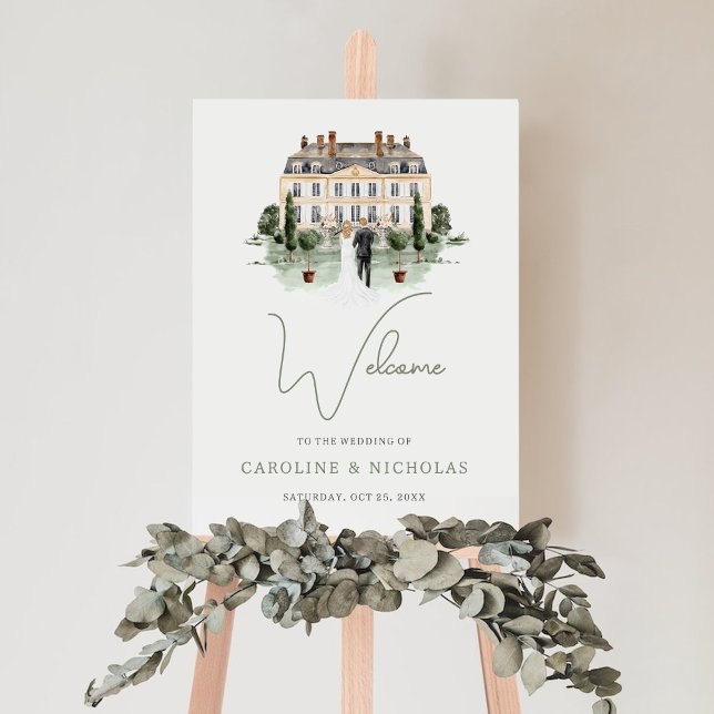 Affiche Maison de maître anglaise classique mariage aquare (Créateur téléchargé)
