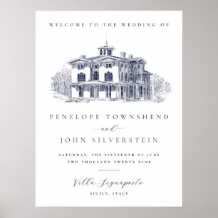 Affiche Maison de Mariage Élégante Villa Italienne Vintage
