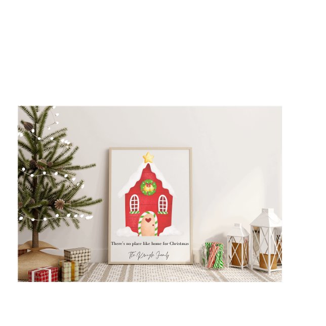 Affiche Maison de Noël personnalisée Nom de famille Art Im (Créateur téléchargé)