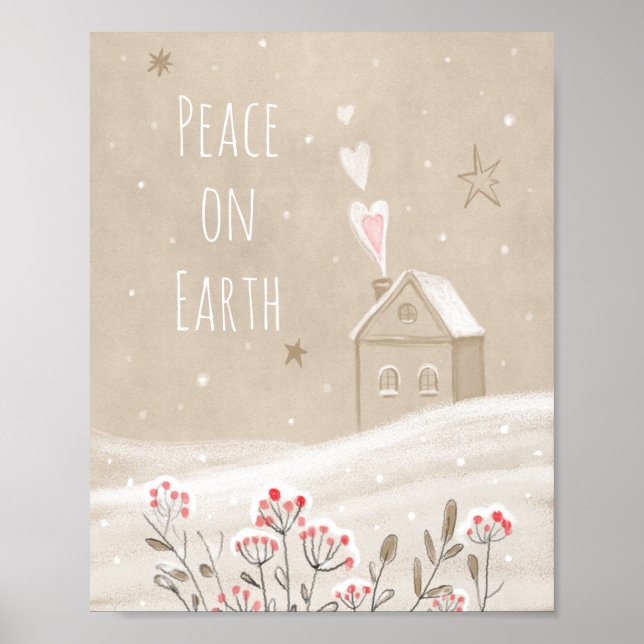 Affiche Maison de Noël rustique en neige (Devant)