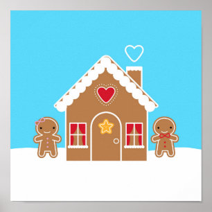 Affiche Maison de pain d'épices de Noël Kawaii