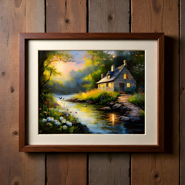 Affiche Maison de pierre sur la rivière 1 (Créateur téléchargé)