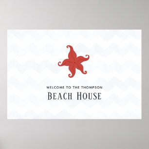 Affiche Maison de plage étoile de mer simpliste